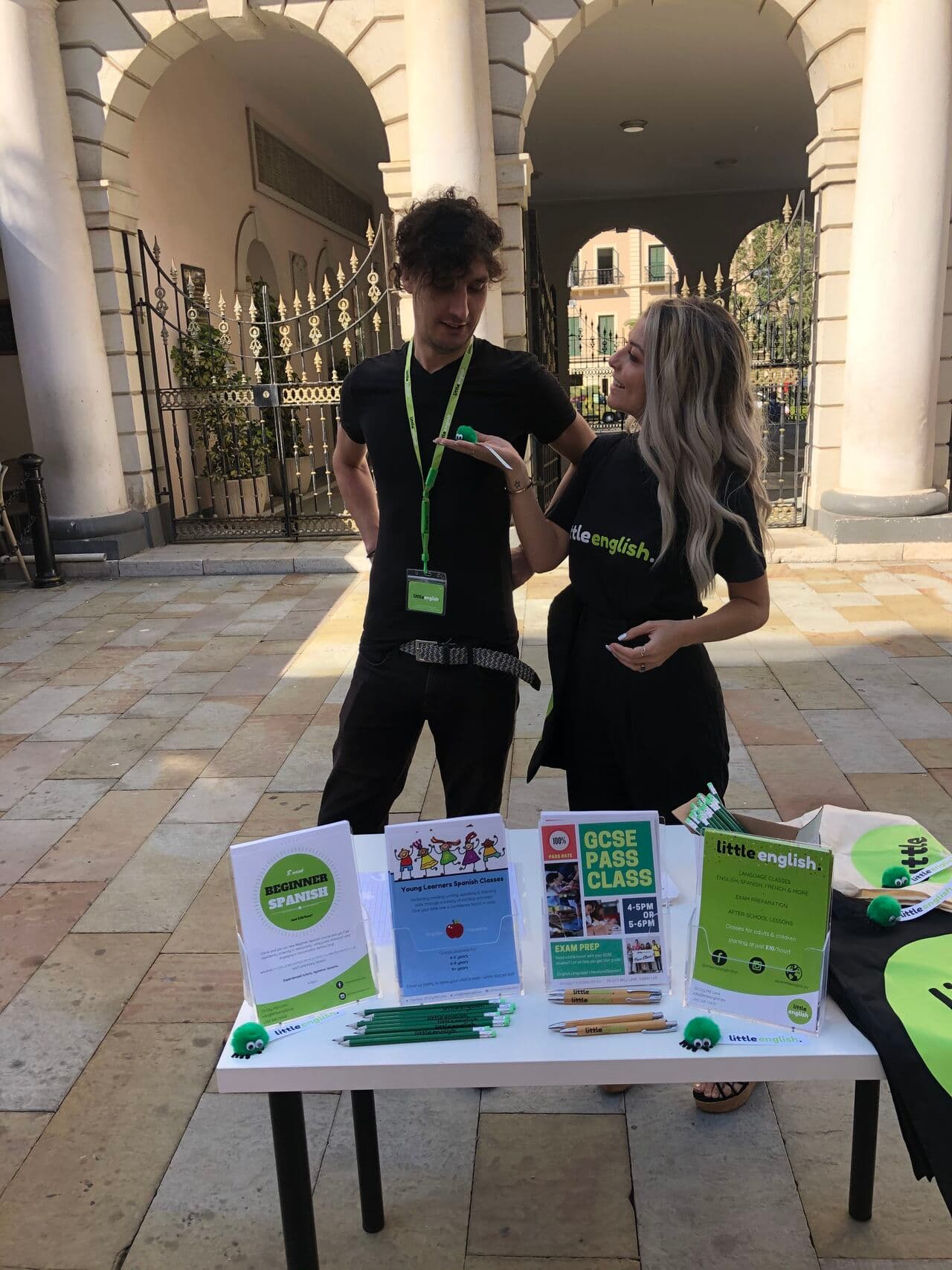 Sophie and Chris running a market stall in Gibraltar